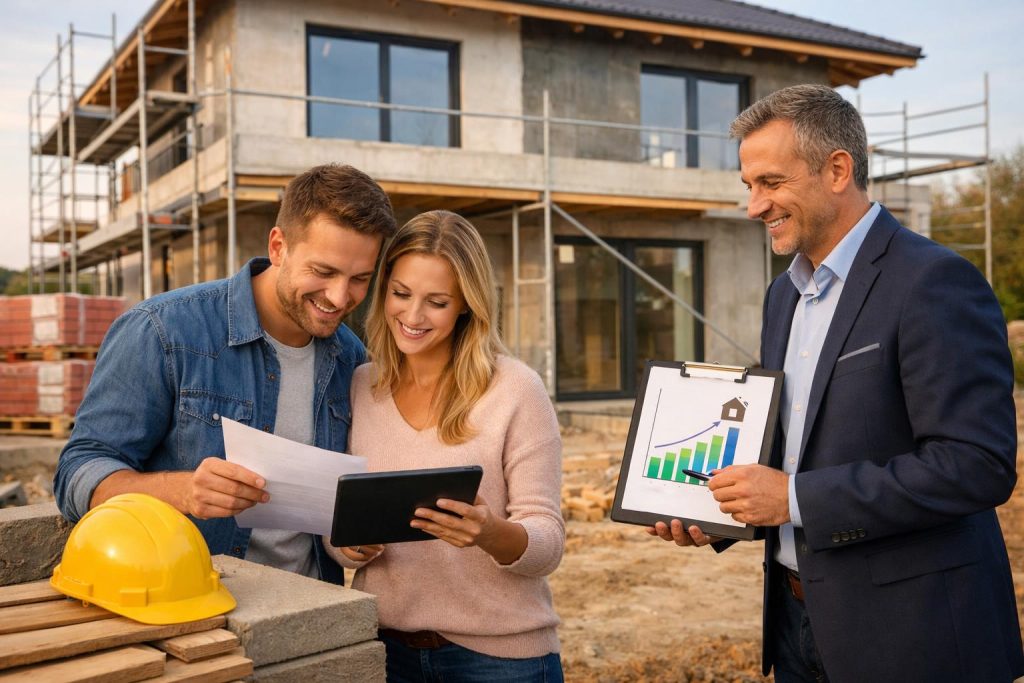 Para analizuje kosztorys przy niedokończonym domu z doradcą finansowym