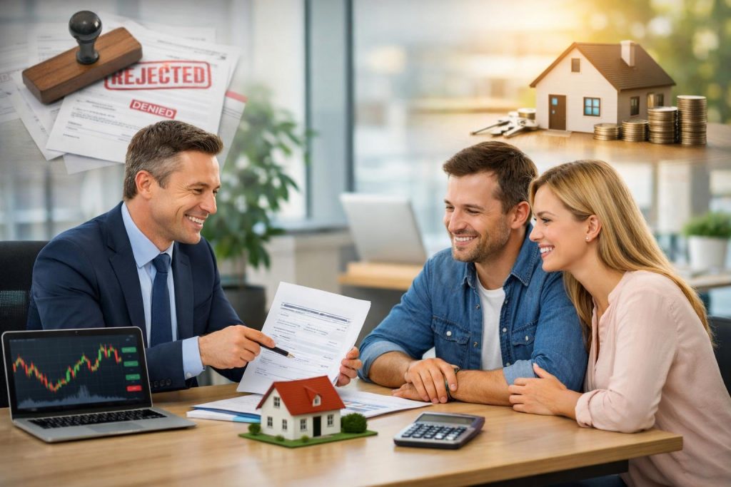 doradca finansowy prezentuje dokumenty parze z zagranicy